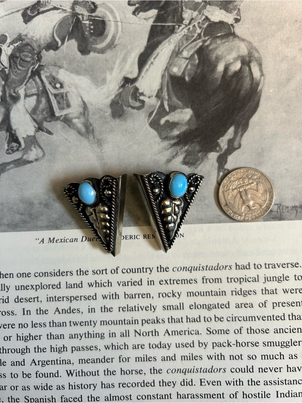 Double D Ranch Turquoise Triangular Silver Collar Tips - Picture 3 of 6